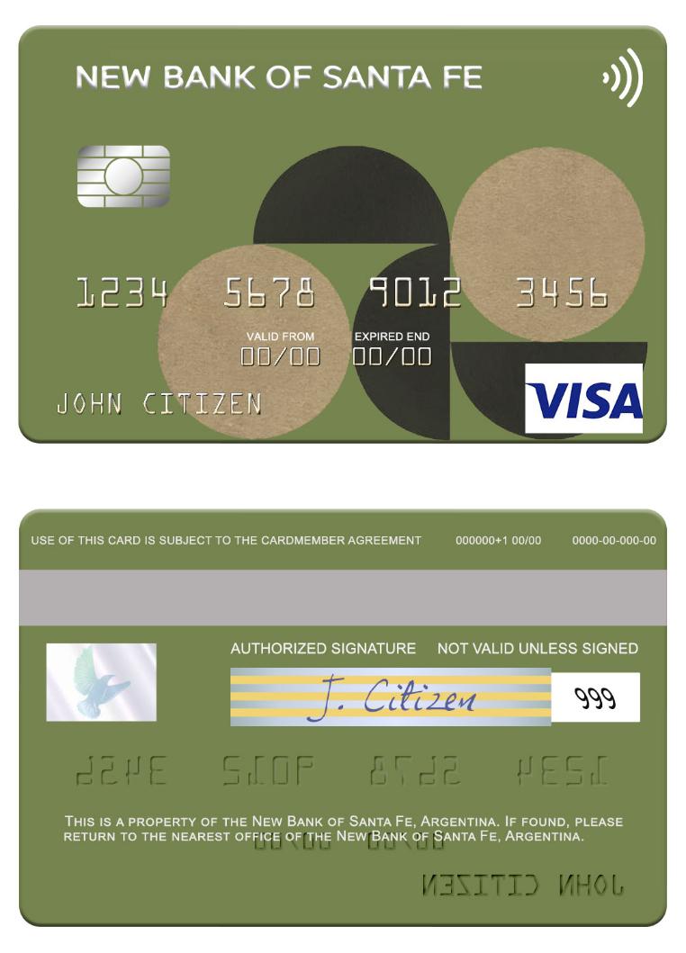 Argentina New Bank of Santa Fe visa card